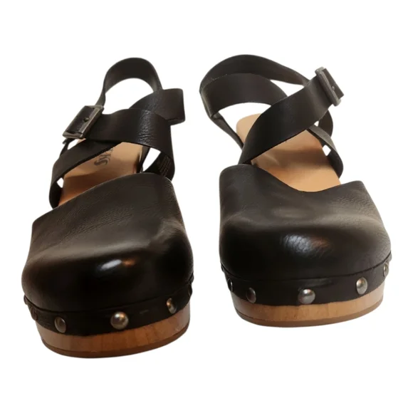 Korks ABloom Heeled Studded Black Clogs Size 9M - Picture 5 of 9